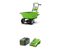 Greenworks G40GC Chariot de Jardin électrique autotracté 106L/100kg, basculement Facile, sans Batterie/Chargeur + Kit Batterie 40V 4Ah + Chargeur Universel 2A GSK40B4
