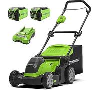 Greenworks G40LM41 Tondeuse à Gazon sans Fil pour Pelouses Jusqu'à 500m²,Coupe-Bordures 40V 33cm G40LT33 avec 2 Batterie 2Ah et Chargeur