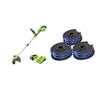 Greenworks G40LT33K2 Coupe Bordure sans Fil avec Roue pour Petits et Moyens Jardins, Largeur Coupe 33 cm, Fil en Nylon 1,65 mm & Greenworks Bobine Double Fil 29187 pour Coupe-Herbe Greenworks 40 V
