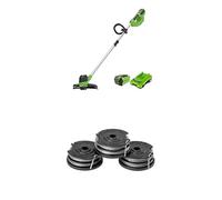 Greenworks G40LTK2 Débroussailleuse sans Fil et Bobine de Fil Double 1.65mm diamètre 4.8m INCL. 3Packs