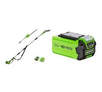 Greenworks G40PSHK2 Élagueuse et Taille Haie à Batterie sur Perche 2-en-1 avec Bandoulière & Batterie 40V - Puissante Batterie Lithium-ION 2Ah pour Outils de Jardin