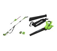 Greenworks G40PSHK2 Élagueuse et Taille Haie à Batterie sur Perche 2-en-1 & GD40BV Aspirateur Souffleur sans Fil de Feuilles à Batterie avec Moteur sans Balais, 280 km/h, 9,63 m³/Min