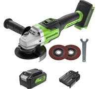 Greenworks GD24AGK4 Meuleuse d'Angle Sans Fil, Lame de Disque de 125 mm, 10500 tr/min, Gaucher ou Droitier, Batterie 24V 4Ah et Chargeur, Outillage, Exclusivité Amazon