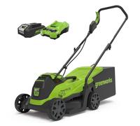 Greenworks GD24LM33K2 Tondeuse à Gazon Sans Fil avec Moteur Sans Brosse pour Petites Pelouses Jusqu'à 140m², Largeur de Coupe 33 cm, Sac de 30L, INCLUS Batterie 24V 2Ah et Chargeur, Garantie 3 Ans