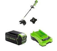 Greenworks GD40BC Débroussailleuse 40V (sans Batterie/Chargeur) + Batterie Li-ION 40V 5Ah G40B5 + Chargeur 40V 2A G40C