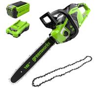 Greenworks GD40CS18 Tronçonneuse à Batterie avec Moteur Sans Balais, Longueur du Guide-Chaîne de 16-Pouces (40 cm), SANS Batterie 40V et Chargeur + Greenworks 40cm Chaîne