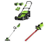 Greenworks Le kit combiné Tondeuse, Taille-Bordures et taille-haies40V 41cm Comprend Une Batterie et Un Chargeur 2X2Ah