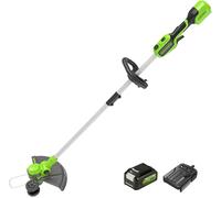 Greenworks 24V Coupe Bordure Sans Fil avec Roue pour Moyens Jardins, Largeur Coupe 33 cm, Fil en Nylon 2 mm à Alimentation Automatique, Batterie 24V 4Ah et Chargeur, Garantie 3 Ans GD24LT33K4