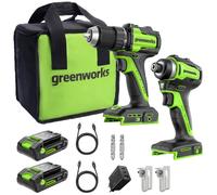 Greenworks POWERALL 24V Perceuse + Visseuse à chocs Kit - 2x Batteries 2Ah