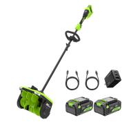 Greenworks Fraise à Neige sans Fil (48V, Largeur utile 30cm, Hauteur de Neige Max. 20cm) avec 2 Batteries de 4,0 Ah & 65W USB C Chargeur - SS3002