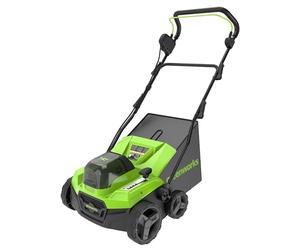 Greenworks Râteau Scarificateur Aérateur Gazon Sans Fil Moteur Sans Balai, 3100 tr/min, Largeur Travail 38 cm, 5 Profondeurs, Bac Ramassage 45L,SANS batterie 40V ni Chargeur, Garantie 3 Ans GD40SC38II