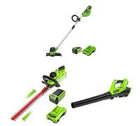 Greenworks Taille-haie40V, Taille-haie, kit Combo de Ventilateur Comprenant Une Batterie 2X2Ah et Deux chargeurs