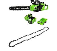 Greenworks Tronçonneuse à Batterie avec Moteur Sans Balais,2 Batteries 40V 2Ah, Chargeur-GD40CS18K2X + Greenworks 40cm Chaîne