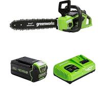 Greenworks Tronçonneuse à Batterie avec Moteur Sans Balais + Batterie 40V 4Ah G40B4 + Chargeur de batterie