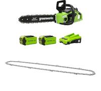 Greenworks Tronçonneuse à Batterie avec Moteur Sans Balais, Longueur Guide-Chaîne 14 Pouces (35cm), 2 Batteries 40V 2Ah, Chargeur-GD40CS15K2X + Greenworks 35cm Chaîne