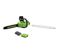 Greenworks Tronçonneuse à Batterie Moteur Sans Balais, Longueur des barres 14 Pouces (35cm), 2 Batteries 24V 4Ah et Chargeur Double+ Greenworks 35cm Chaîne