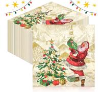 GreenYeah 100PCS Serviettes de Table de Noël, Serviette Papier, Table Papier avec un Motif, Serviettes D'Invité Décoratives 33 x 33CM