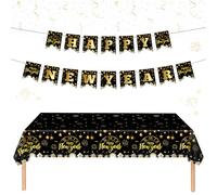 GreenYeah Nouvel an Nappe Table, Nappe Happy New Year, Bannière Happy New Year, Nouvel an 2026 pour Décorations de Table (A)