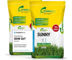 Greenyp® Sunny I Gazon sec résistant à la sécheresse I 20kg pour 800m² I Graines de gazon Graines de gazon Graines de gazon Post-ensemencement rapide