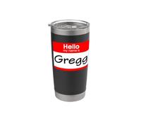Gregg, badge avec inscription « Hello My Name is Name is » Gobelet isotherme en acier inoxydable double paroi