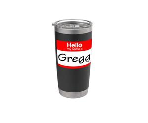 Gregg, badge avec inscription « Hello My Name is Name is » Gobelet isotherme en acier inoxydable double paroi