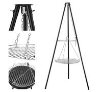 Gregman Roast 30 Barbecue Suspendu, Brasero Barbecue 2 en 1, Cuve en Acier | Brasero Exterieur Barbecue avec Trépied Pliable, Réglage en Hauteur, Montage Rapide pour Jardin et Terrasse, Noir
