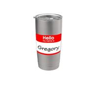 Gregory, badge « Hello My Name is Name is » Gobelet isotherme en acier inoxydable double paroi
