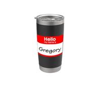 Gregory, badge « Hello My Name is Name is » Gobelet isotherme en acier inoxydable double paroi