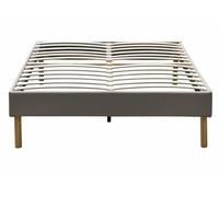 gregory - Solide et Confortable Sommier Tapissier gris + Pieds en 20 cm pour matelas en 140x190 - 2 x 13 Lattes