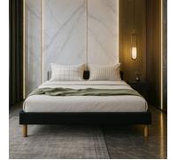 gregory - Solide et Confortable Sommier Tapissier noir Pieds en 20 cm pour matelas en 120x190 - 2 x 13 Lattes - Mont