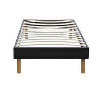 gregory - Solide et Confortable Sommier Tapissier noir + Pieds en 20 cm pour matelas en 80x200 - 13 Lattes - Montage Rapide et Facile - revetement PVC facile d'entretien