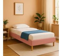 Gregory - Solide et Confortable Sommier Tapissier Rose + Pieds en 20 cm pour Matelas en 90x190-13 Lattes
