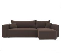 GREKPOL Canapé d'Angle Convertible 145x248 à Gauche ou à Droite - 3 Places Avec Espace de Rangement - Lit - Sofa Marron