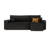 GREKPOL Canapé d'angle Convertible 244x145 Velours Côtelé à Gauche ou à Droite - Canapé avec Espace de Rangement - Sofa Noir