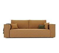 GREKPOL Sofa 240x105 cm - Canapé 3 Places Velours Côtelé - Jaune Moutarde Canapé Convertible 3 Places avec Dossier rembourré