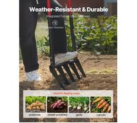 Grelinette à 5 Dents Fourche à Bêcher avec Double Manche en Fibre de Verre Fourche de Jardin Large Robuste en Forme de U Outil p…