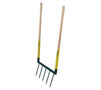 Grelinette de 40 cm, 5 dents, acier/bois, pour le travail du sol
