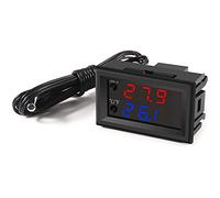 Greluma Régulateur de température DC 12V programmable -50~110℃,moniteur d'affichage à LED rouge/bleu module de commande de thermostat de chauffage/refroidissement avec sonde de capteur étanche NTC 10K