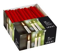 GRENADINE BOUTIQUE - Lot 50 bougies de table SPAAS - 8h de combustion - sans fumée - bougies chandelier ou déco mariage - fabrication Europe (Rouge, Lot de 1)