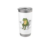 Grenouille assise sur les toilettes amphibien graphique salle de bain Gobelet isotherme en acier inoxydable double paroi