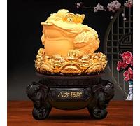 Grenouille chinoise Feng Shui de 20,3 cm de hauteur (grenouille à trois pattes ou crapaud d'argent), avec base rotative, décoration Feng Shui pour la maison, le bureau, décoration de table, bon cadeau