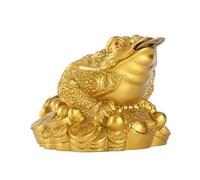 Grenouille d'Argent Feng Shui, Décoration Crapaud Trois Pattes Porte-bonheur, Résine Dorée, 6,5x6x5 cm, Symbole de Richesse et Prospérité