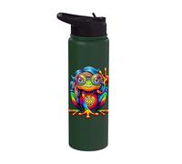 Grenouille hippie tie-dye, filles, femmes, signe de la paix, années 60 et 70 Stainless Steel Insulated Water Bottle