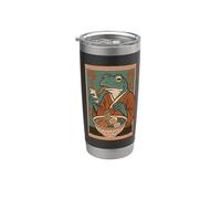 Grenouille mangeant des ramen, art japonais amusant, grenouille vintage et téléphone Gobelet isotherme en acier inoxydable double paroi
