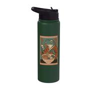 Grenouille mangeant des ramen, art japonais amusant, grenouille vintage et téléphone Stainless Steel Insulated Water Bottle