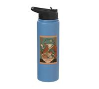 Grenouille mangeant des ramen, art japonais amusant, grenouille vintage et téléphone Stainless Steel Insulated Water Bottle