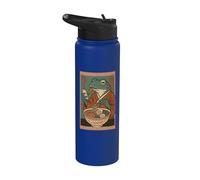 Grenouille mangeant des ramen, art japonais amusant, grenouille vintage et téléphone Stainless Steel Insulated Water Bottle