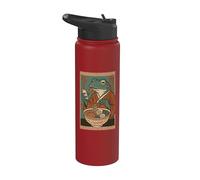 Grenouille mangeant des ramen, art japonais amusant, grenouille vintage et téléphone Stainless Steel Insulated Water Bottle