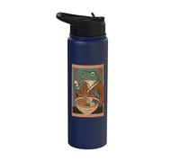 Grenouille mangeant des ramen, art japonais amusant, grenouille vintage et téléphone Stainless Steel Insulated Water Bottle