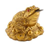 Grenouille Porte-Bonheur, Grenouille Feng Shui, Statue de Grenouille en Résine Dorée, Grenouille d'argent, Crapaud d'argent pour Le Bureau à Domicile (S 6 * 6 * 5mm)